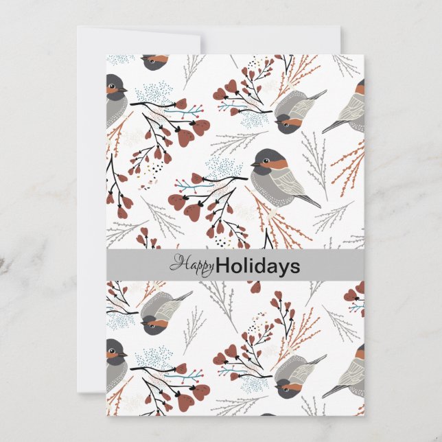 Cartes Pour Fêtes Annuelles Mésanges Douces Et Mignonnes Avec Des Cœurs (Devant)