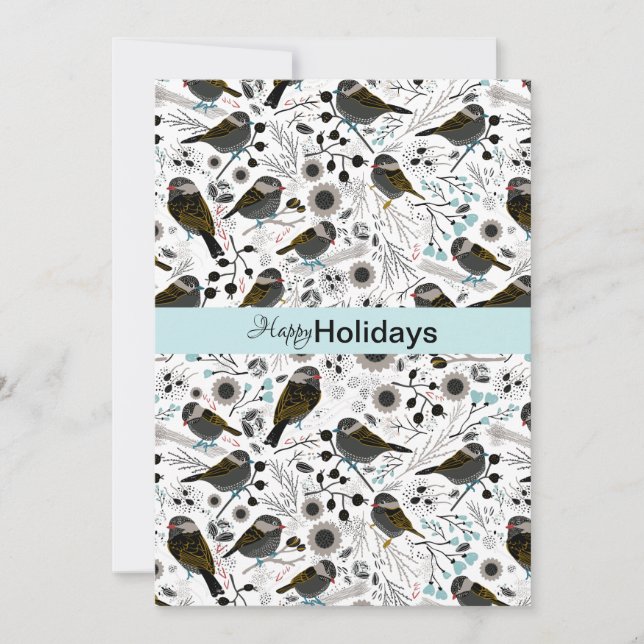 Cartes Pour Fêtes Annuelles Mésanges Douces Et Mignonnes Salutations (Devant)