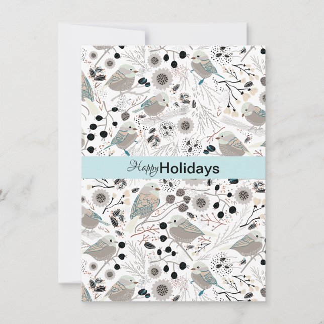 Cartes Pour Fêtes Annuelles Mésanges Douces Et Mignonnes Vœux De Fêtes (Devant)