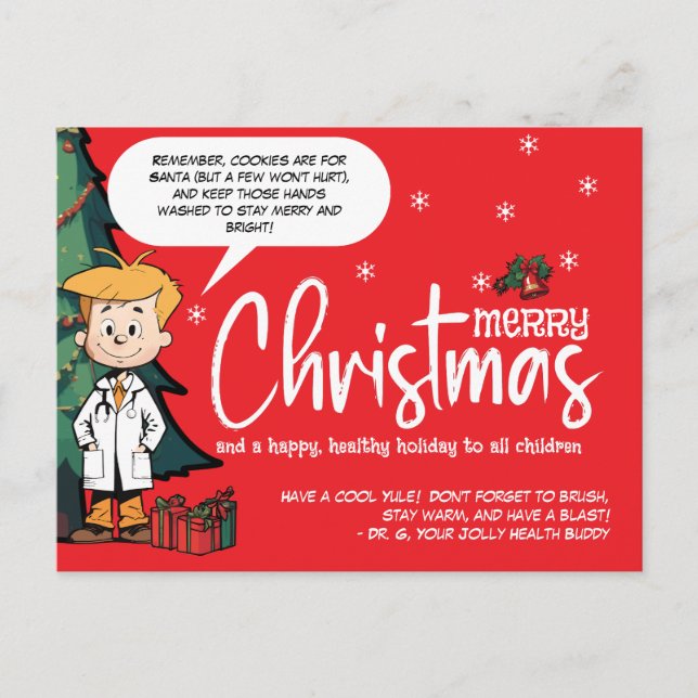Cartes Pour Fêtes Annuelles Message joyeux du pédiatre aux jeunes patients (Devant)