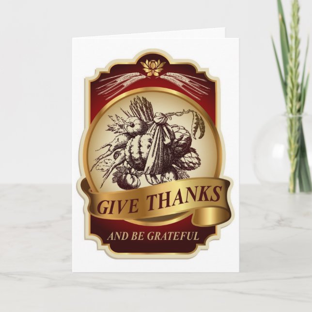 Cartes Pour Fêtes Annuelles Message vintage élégant de thanksgiving de (Devant)
