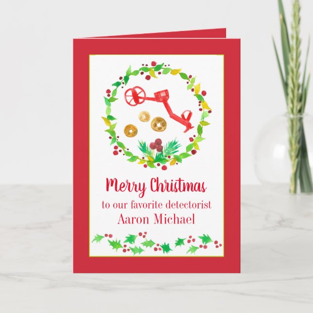 Cartes Pour Fêtes Annuelles Métal Détection Joyeux Pièces de Noël Nom personna (Devant)