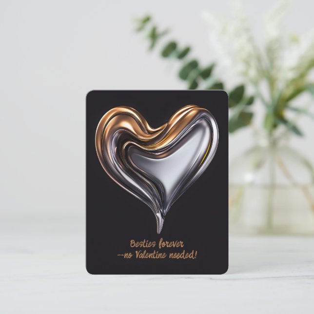 Cartes Pour Fêtes Annuelles Metallic Heart Friend Happy Galentine's Day Card (Debout devant)