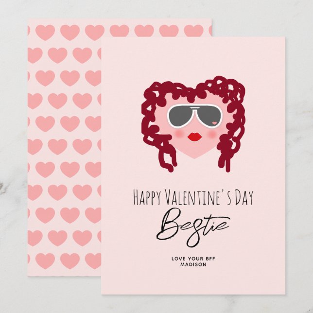Cartes Pour Fêtes Annuelles Mete Meilleur Ami Fille Valentines Journée Bestie  (Devant / Derrière)