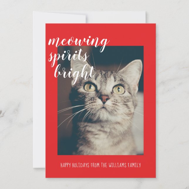 Cartes Pour Fêtes Annuelles Mewing Spiritueux Brillant Votre Chat Photo Holida (Devant)
