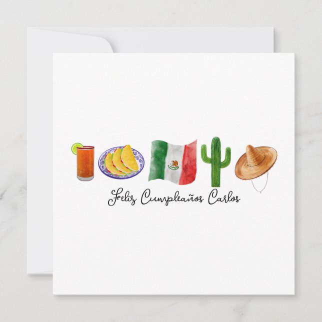 Cartes Pour Fêtes Annuelles Mexicain espagnol Joyeux anniversaire, Feliz Cumpl (Devant)