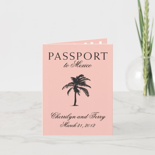 Cartes Pour Fêtes Annuelles Mexique Mariage passeport Enregistrer la date (Devant)
