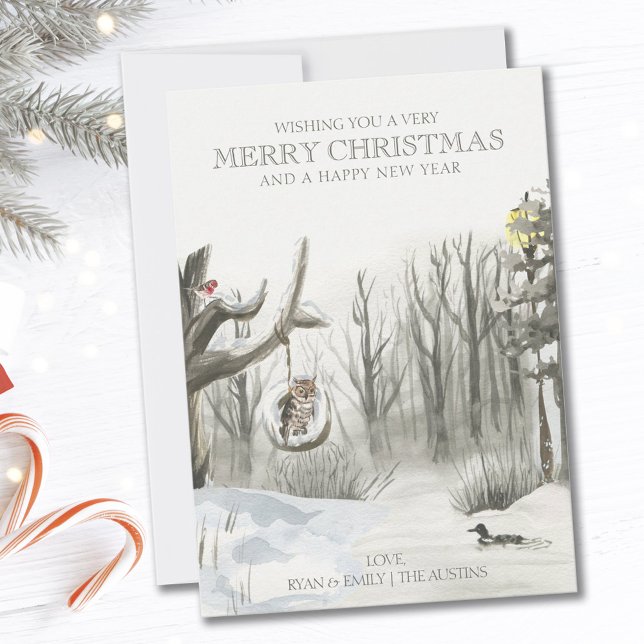 Cartes Pour Fêtes Annuelles Mi-hiver neige forêt nature Noël (Créateur téléchargé)