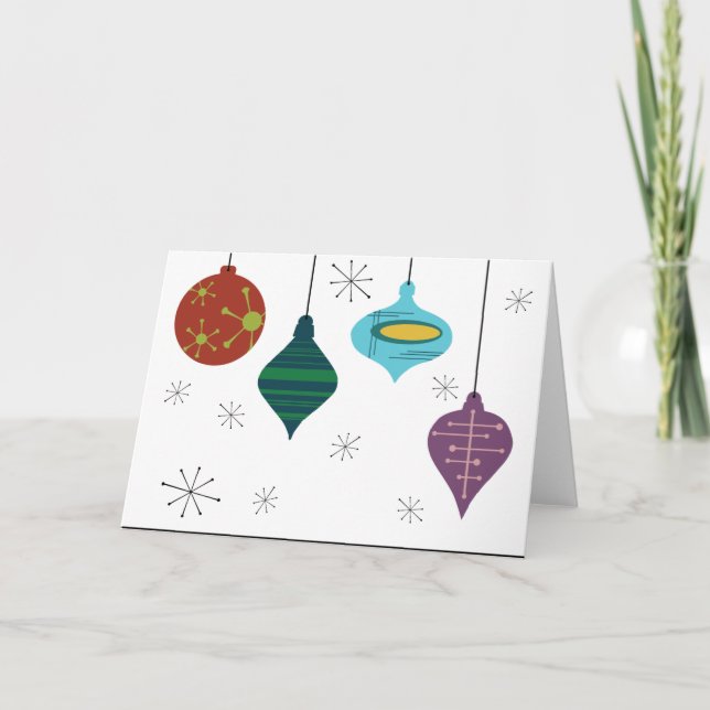 Cartes Pour Fêtes Annuelles Mi-Siècle Moderne Suspendu Ampoules d'ornement de  (Devant)