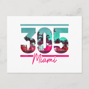 Cartes Pour Fêtes Annuelles Miami 305 indicatif régional Floride vintage palmi