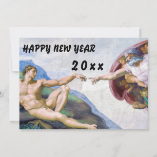 Cartes Pour Fêtes Annuelles Michelangelo - Bonne année / Création d'Adam