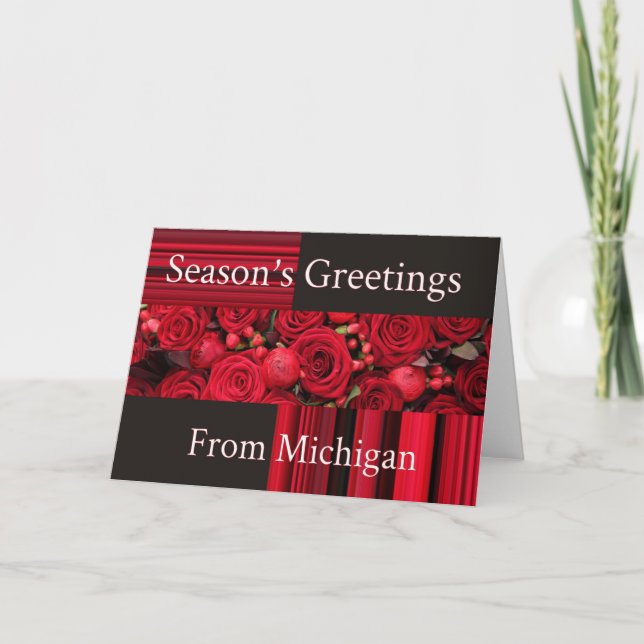 Cartes Pour Fêtes Annuelles Michigan Christmas Card, spécifique à l'état (Devant)