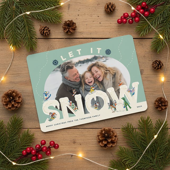 Cartes Pour Fêtes Annuelles Mickey and Friends Let It Snow Photo Card (Créateur téléchargé)