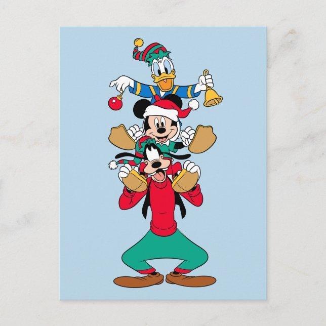 Cartes Pour Fêtes Annuelles Mickey, Dingo & Donald | Prêts pour Noël (Devant)