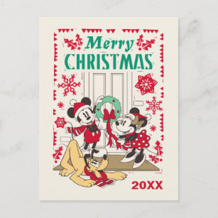 Cartes Pour Fêtes Annuelles Mickey et amis vintages   Joyeux Noël