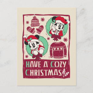 Cartes Pour Fêtes Annuelles Mickey et Mickey vintage   Avoir un Noël cosy