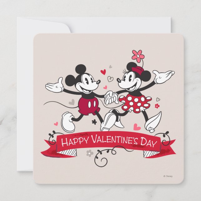 Cartes Pour Fêtes Annuelles Mickey et Minnie Valentine (Devant)