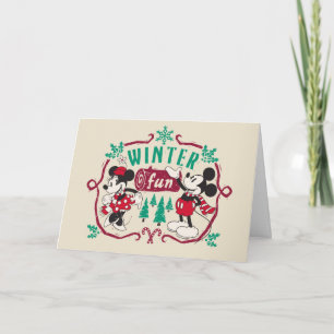 Cartes Pour Fêtes Annuelles Mickey et Minnie vintages   Hiver Fun