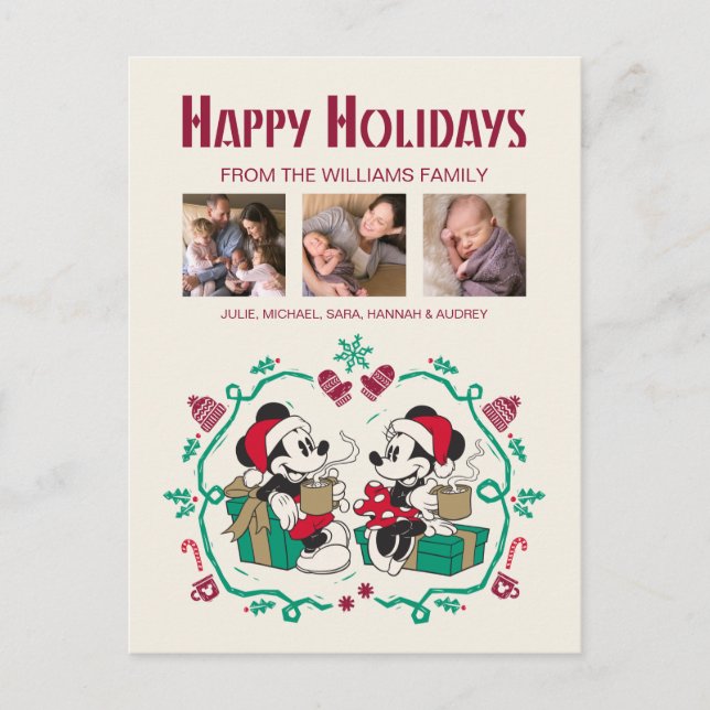 Cartes Pour Fêtes Annuelles Mickey et Minnie vintages | Noël cosy (Devant)