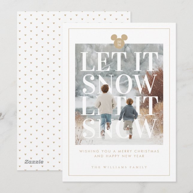 Cartes Pour Fêtes Annuelles Mickey Let It Snow Holiday Photo (Devant / Derrière)