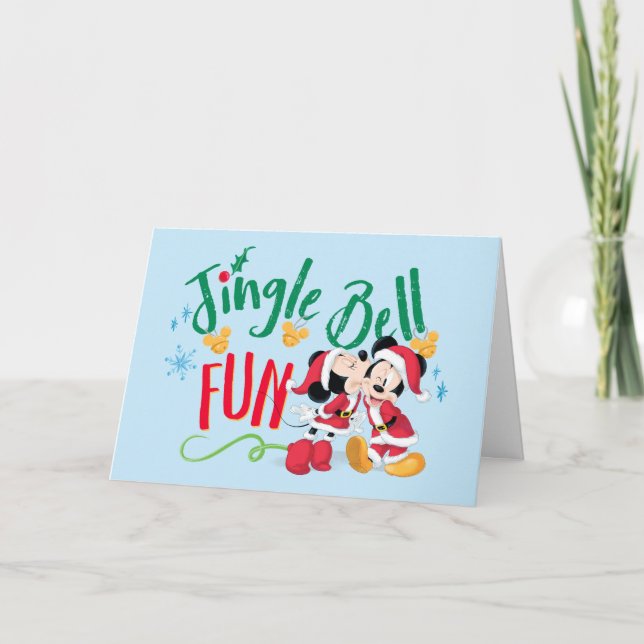 Cartes Pour Fêtes Annuelles Mickey & Minnie | Jingle Bell Fun (Devant)