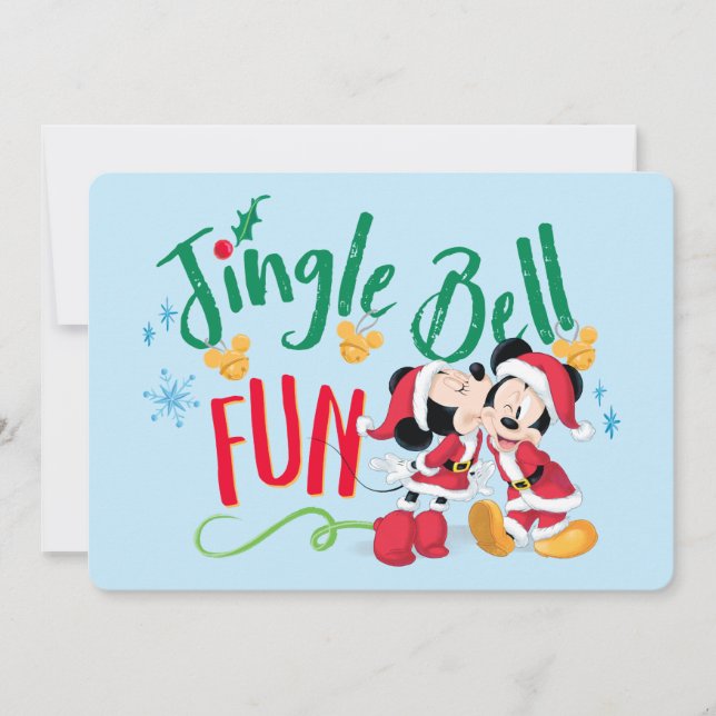 Cartes Pour Fêtes Annuelles Mickey & Minnie | Jingle Bell Fun (Devant)