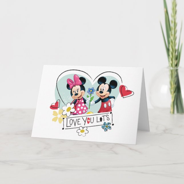 Cartes Pour Fêtes Annuelles Mickey & Minnie | Love you Lots (Devant)