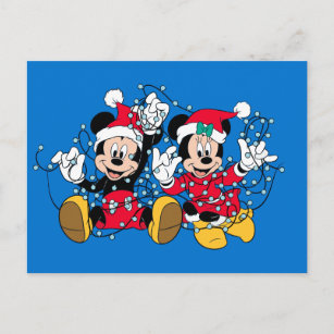 Cartes Pour Fêtes Annuelles Mickey & Minnie  Lumières de Noël