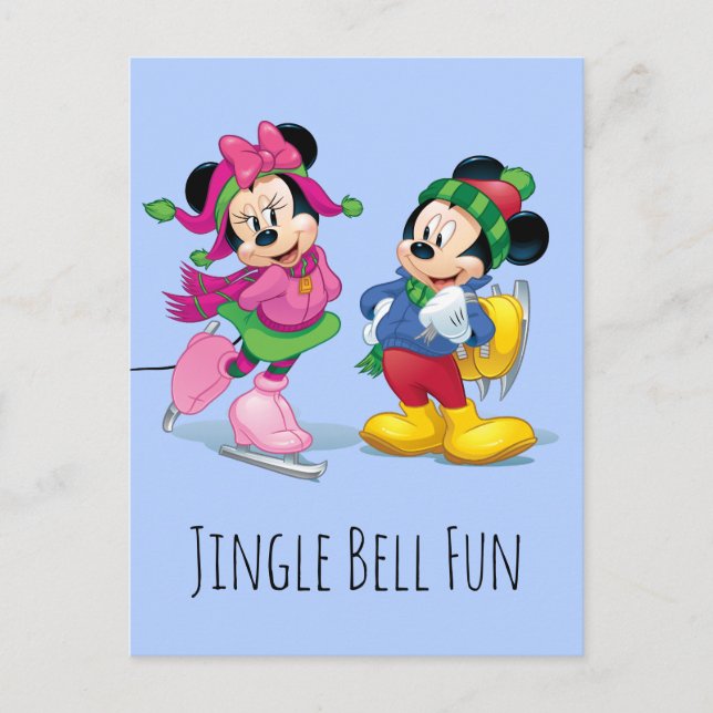 Cartes Pour Fêtes Annuelles Mickey & Minnie Patinage sur glace (Devant)