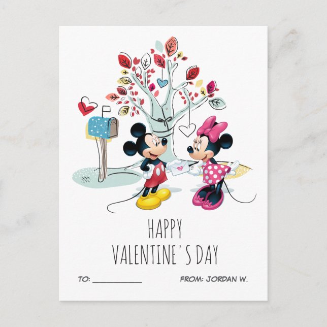 Cartes Pour Fêtes Annuelles Mickey & Minnie | Saint Valentin (Devant)