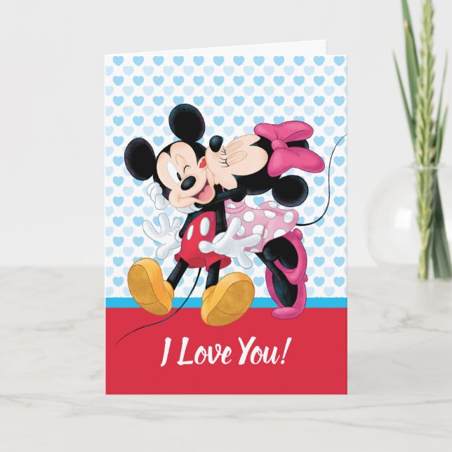 Cartes Pour Fêtes Annuelles Mickey & Minnie | Valentine's Day Smooch (Devant)
