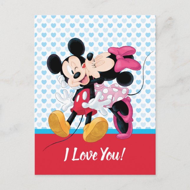Cartes Pour Fêtes Annuelles Mickey & Minnie | Valentine's Day Smooch (Devant)