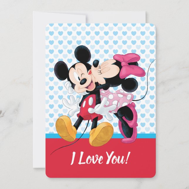 Cartes Pour Fêtes Annuelles Mickey & Minnie | Valentine's Day Smooch (Devant)