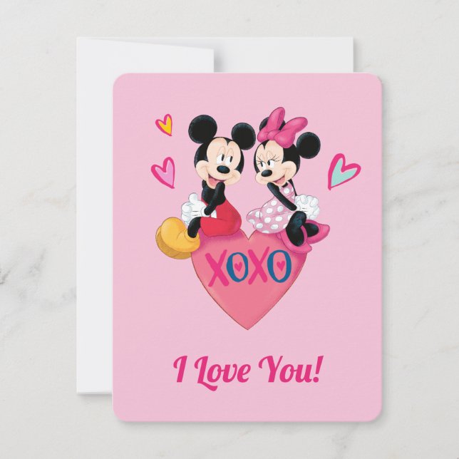 Cartes Pour Fêtes Annuelles Mickey & Minnie | XOXO Valentine (Devant)