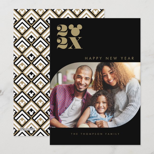 Cartes Pour Fêtes Annuelles Mickey Mouse Bonne année photo (Devant / Derrière)