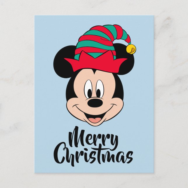 Cartes Pour Fêtes Annuelles Mickey Mouse | Casquette elfe de Noël (Devant)