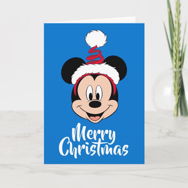 Cartes Pour Fêtes Annuelles Mickey Mouse | Chapeau de Noël mignon (Devant)
