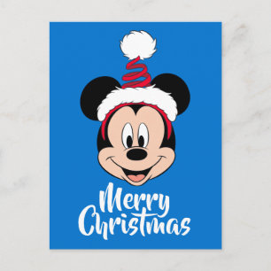 Cartes Pour Fêtes Annuelles Mickey Mouse   Chapeau de Noël mignon