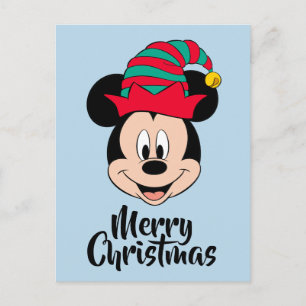 Cartes Pour Fêtes Annuelles Mickey Mouse   Chapeau d'elfe de Noël