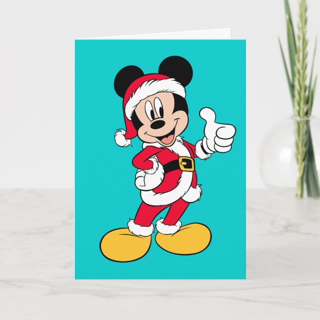 Cartes Pour Fêtes Annuelles Mickey Mouse | Équipement du Père Noël (Devant)