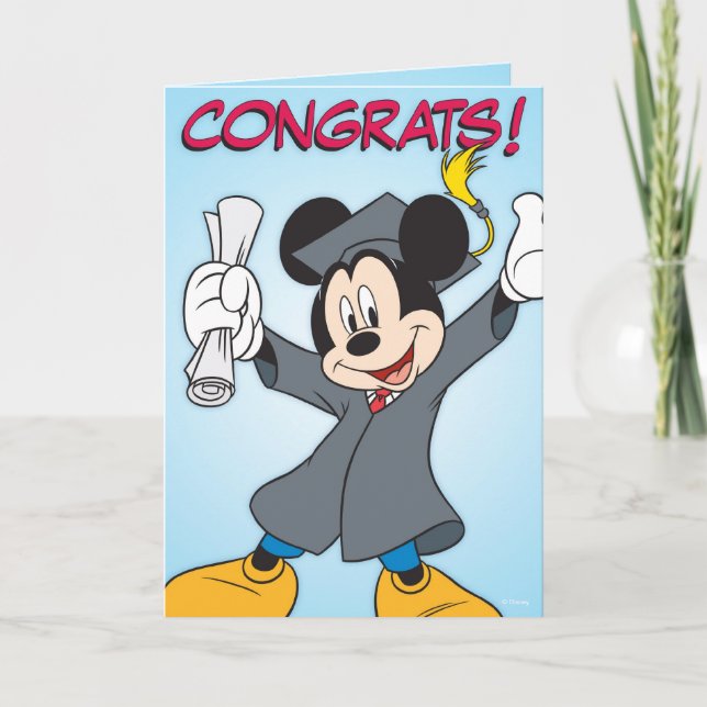 Cartes Pour Fêtes Annuelles Mickey Mouse | Graduation (Devant)