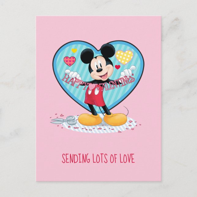 Cartes Pour Fêtes Annuelles Mickey Mouse | Joyeuse Saint-Valentin (Devant)
