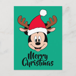 Cartes Pour Fêtes Annuelles Mickey Mouse   Oreilles de renne et chapeau de Pèr
