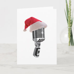 Cartes Pour Fêtes Annuelles microphone de père Noël