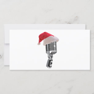 Cartes Pour Fêtes Annuelles Microphone père Noël