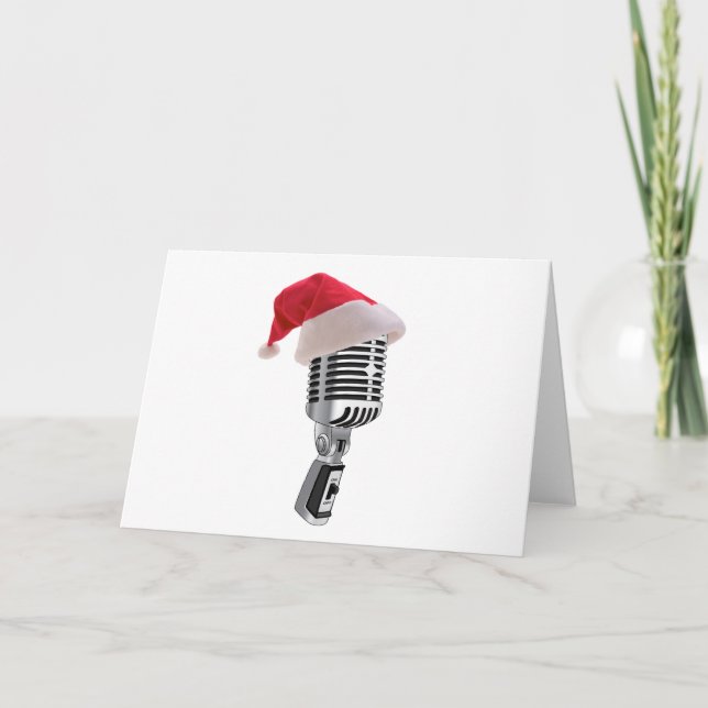 Cartes Pour Fêtes Annuelles Microphone père Noël (Devant)