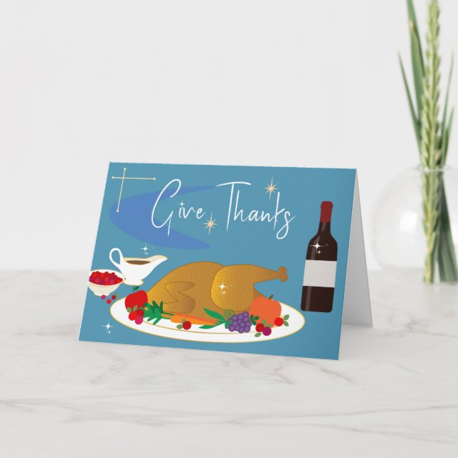 Cartes Pour Fêtes Annuelles Mid Century Donner Merci Bon thanksgiving Rétro (Devant)