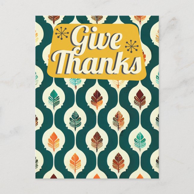 Cartes Pour Fêtes Annuelles Mid Century Donner Merci Bon thanksgiving Rétro (Devant)