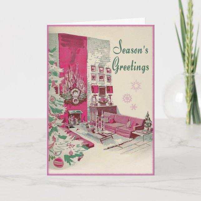 Cartes Pour Fêtes Annuelles Mid Century Joyeuses Fêtes moderne Noël (Devant)