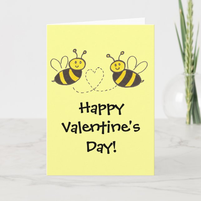 Cartes Pour Fêtes Annuelles Miel abeilles avec Heureuse Sainte-Valentin de coe (Devant)